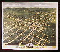 Birdseye Map of Bowling Green Kentucky 1871