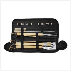 Barbecue Set, Spatula, Skewers, Meat Fork, Basting Brush and more.