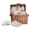 Wicker chest, Honey Vanilla scent, Slippers and a massage tool.