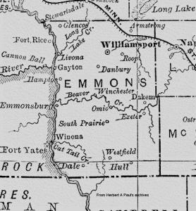 1895 map of Emmons County, North Dakota