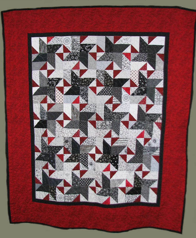 Starstruck quilt red black and white