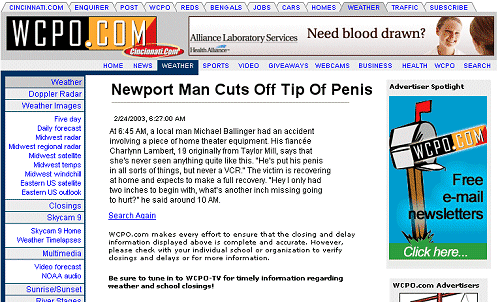 Newport Man Cuts Off Tip of Penis