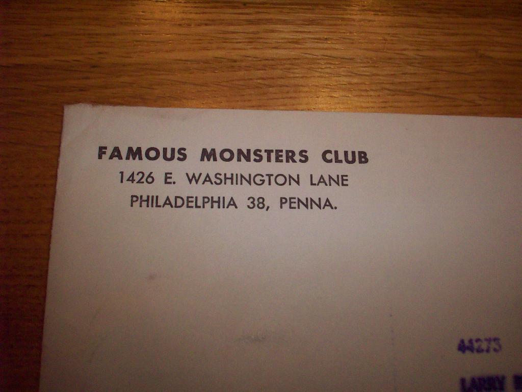 Famous Monsters Fan Club Kit with Original Mailier from the early 1962 
